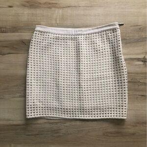 Gat Rimon Cut Out Elegant White Textured Women's Skirt